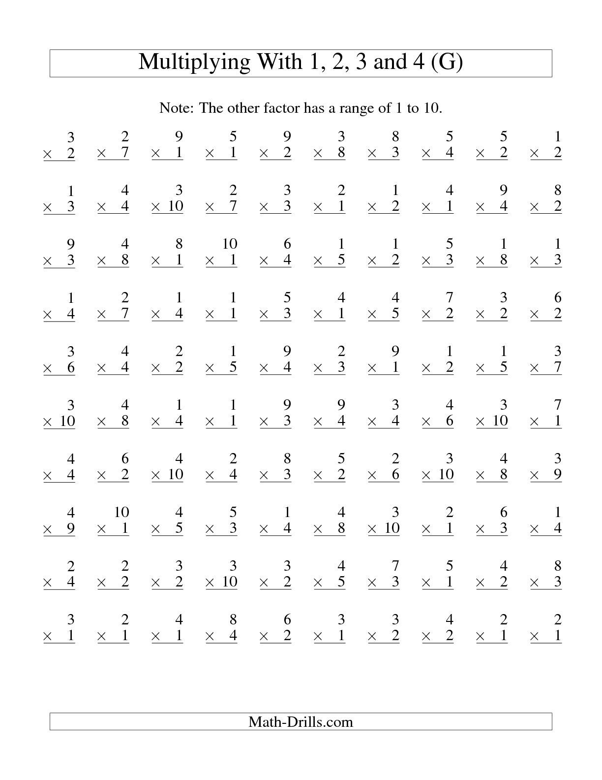 Multiplication Worksheets 100 Problems Times Tables Worksheets