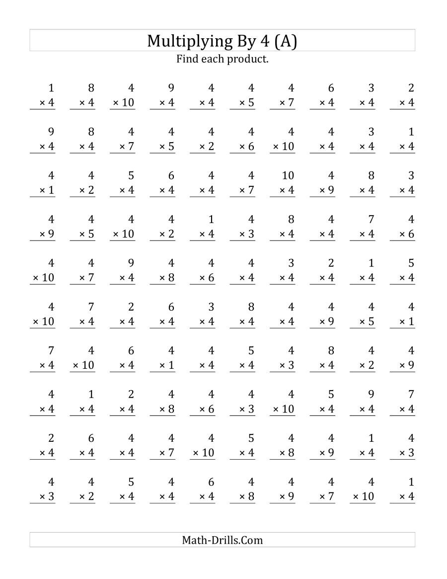 Multiplication Worksheets 4S PrintableMultiplication