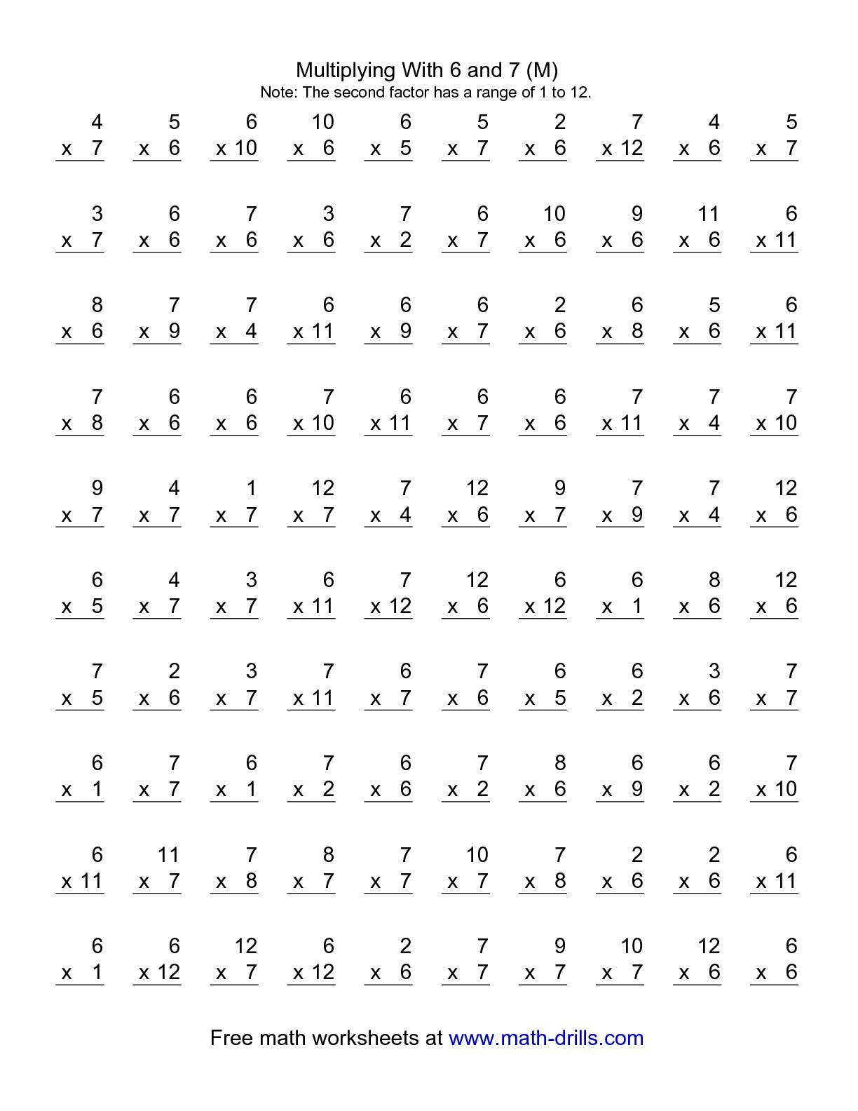 Multiplication Worksheets 5Th Grade 100 Problems 