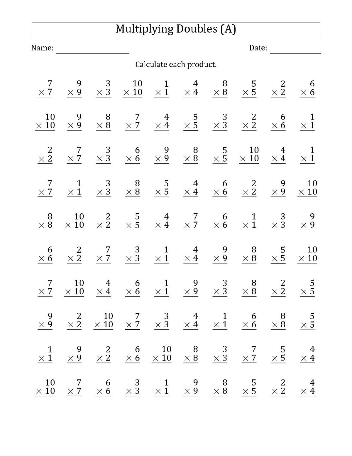 Multiplication Worksheets 6Th Grade PrintableMultiplication