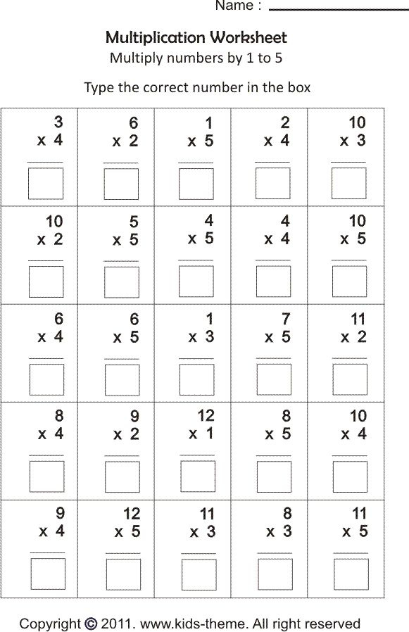 Multiplication Worksheet For Class 3