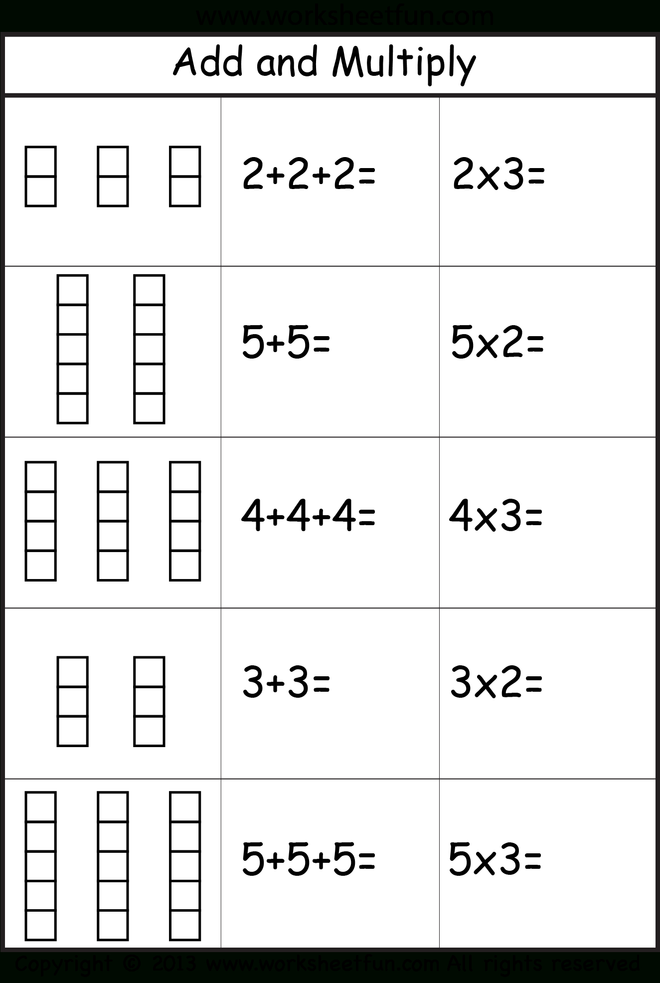 Multiplication Worksheets Repeated Addition PrintableMultiplication