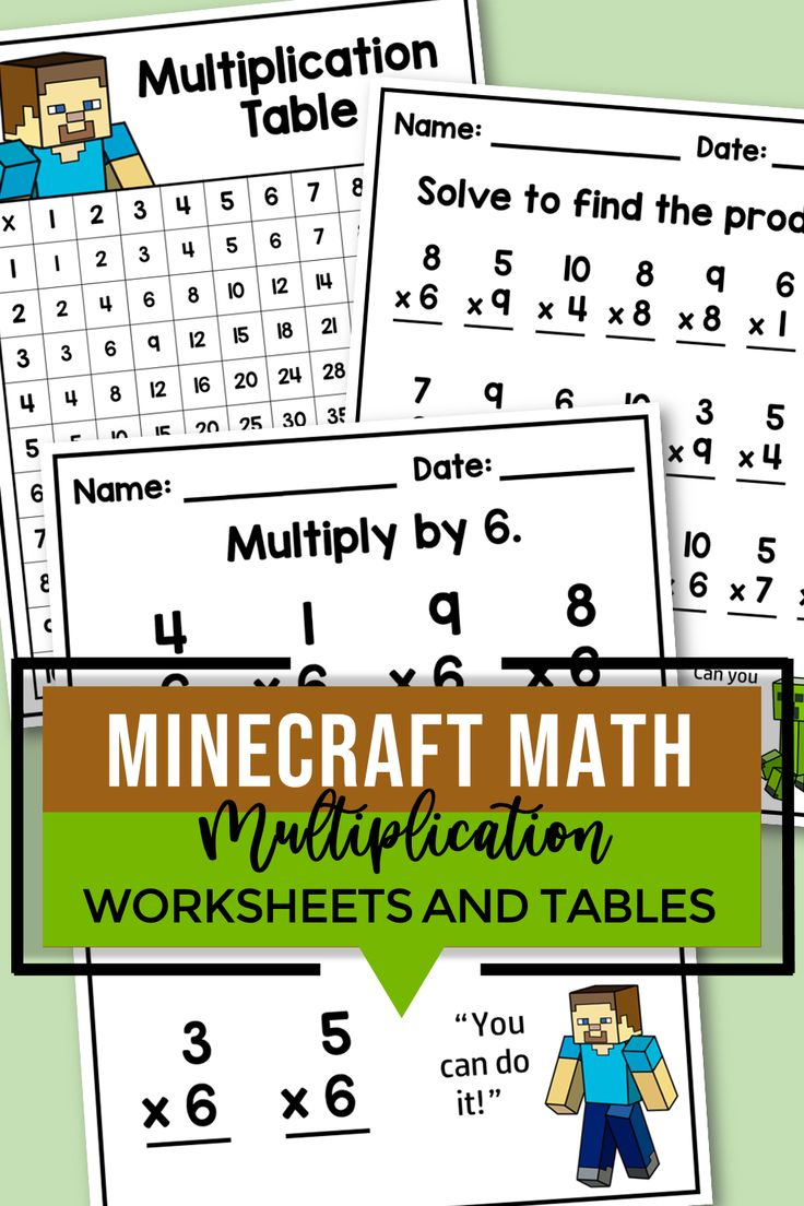 Multiplication Worksheets Tables Minecraft Math Master 