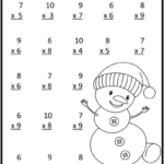 Multiplication Worksheets WInter Snowman Theme