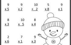 Multiplication Worksheets WInter Snowman Theme
