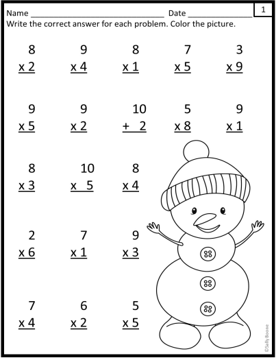 Winter Multiplication Worksheets Multiplication Worksheets