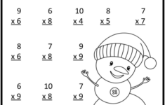 Multiplication Worksheets WInter Snowman Theme