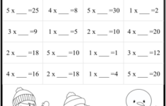 Multiplication Worksheets WInter Snowman Theme