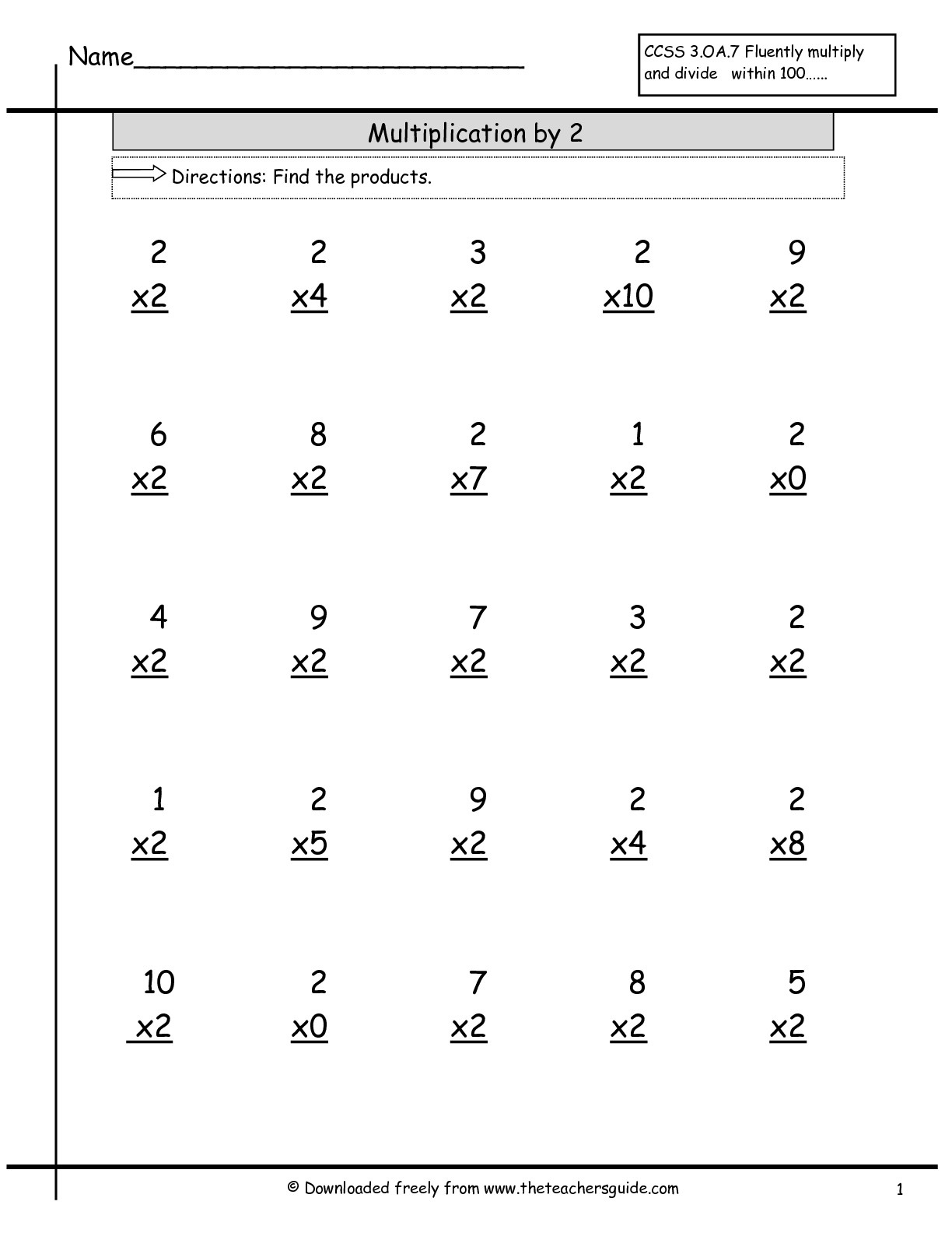 2 2 Multiplication Worksheets Multiplication Worksheets