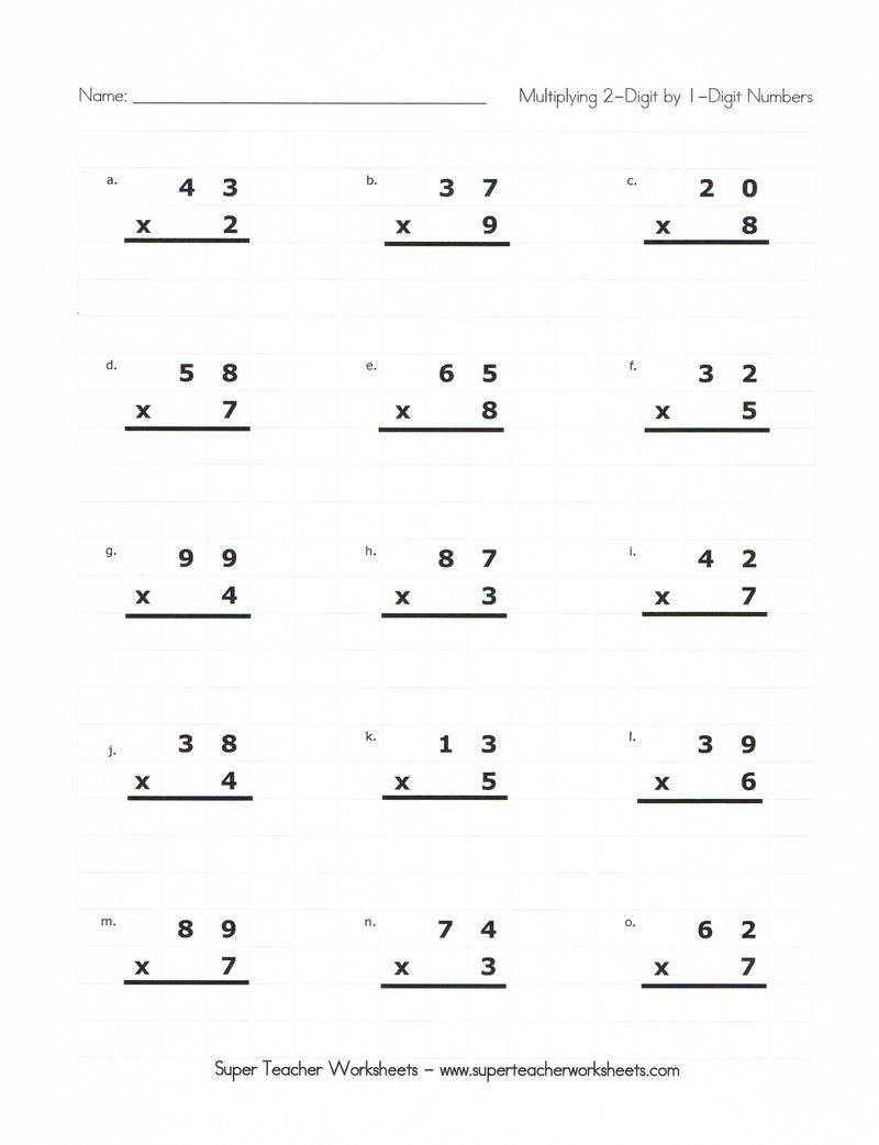 MultiplicationMadness Worksheet Practice For 2 Digit By 1 Digit 