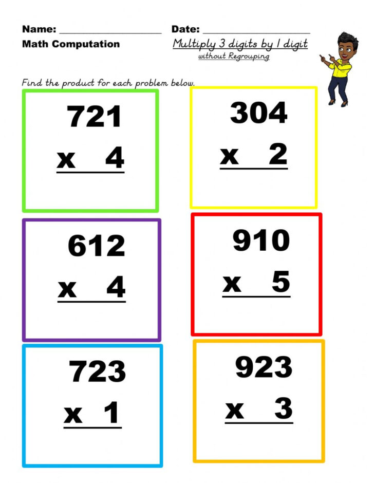 3 Digit Multiplication By 1 Digit Worksheets