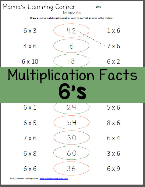 Multiplication 6’S Worksheet