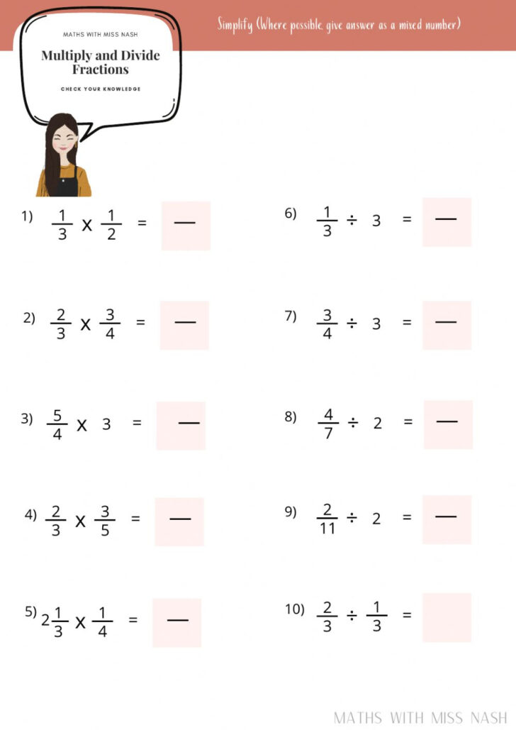 Multiplication And Division Fractions Worksheets