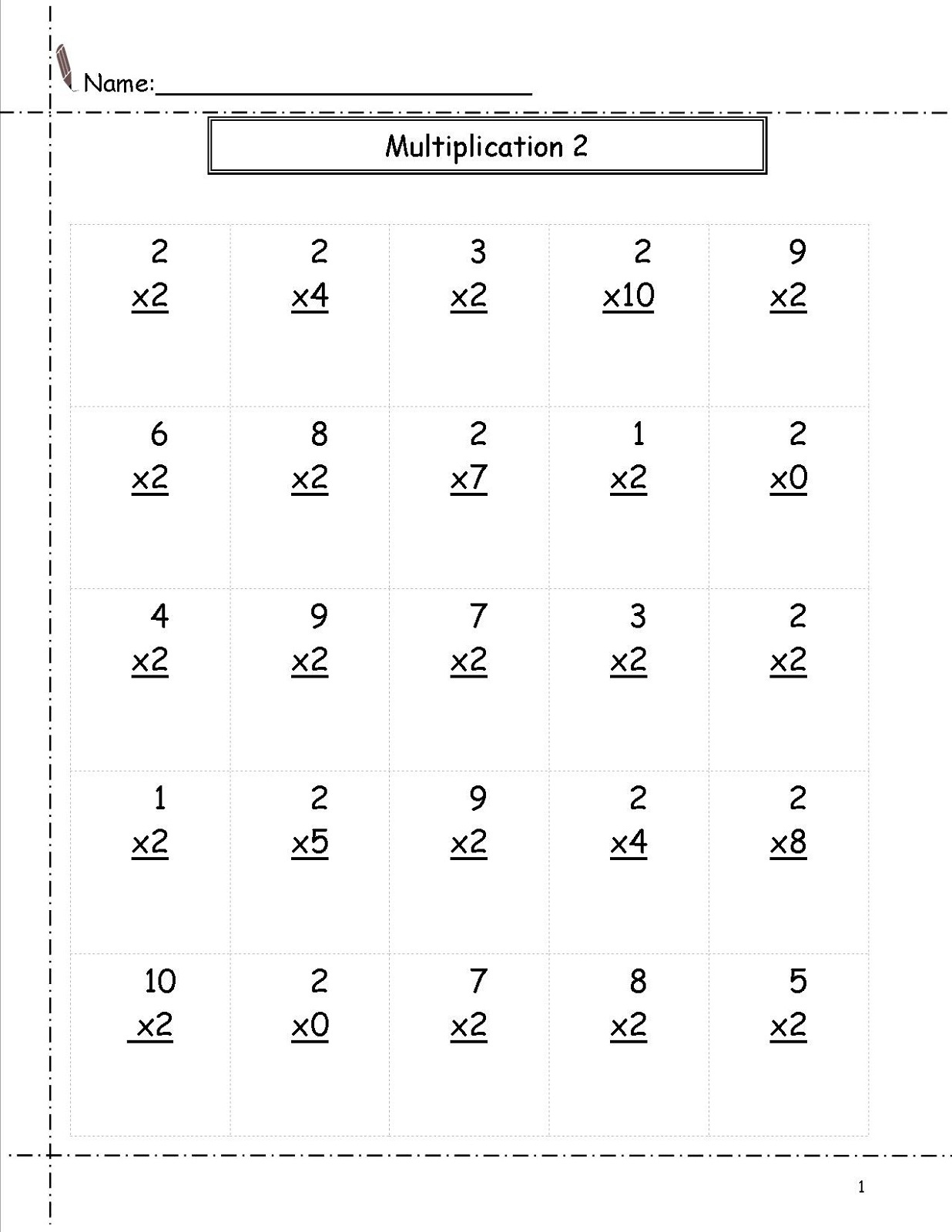 Multiply By 2 Worksheets Activity Shelter