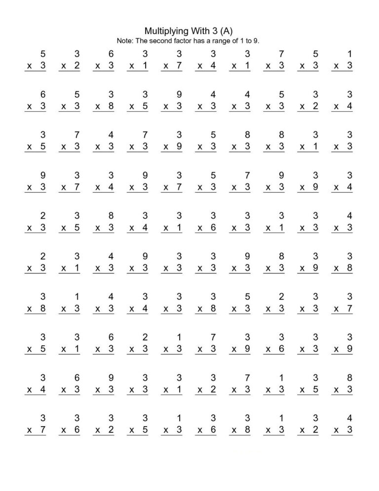 Math Drills Multiplication 3 | Multiplication Worksheets