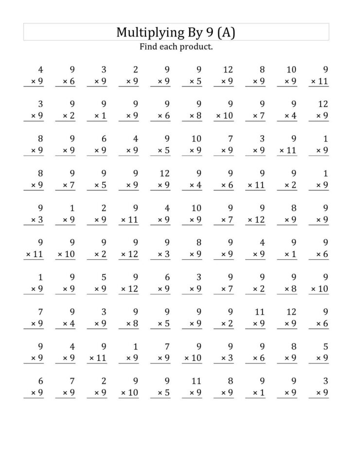 9 Multiplication Worksheet