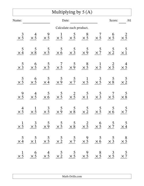 Multiplication Drills 5s
