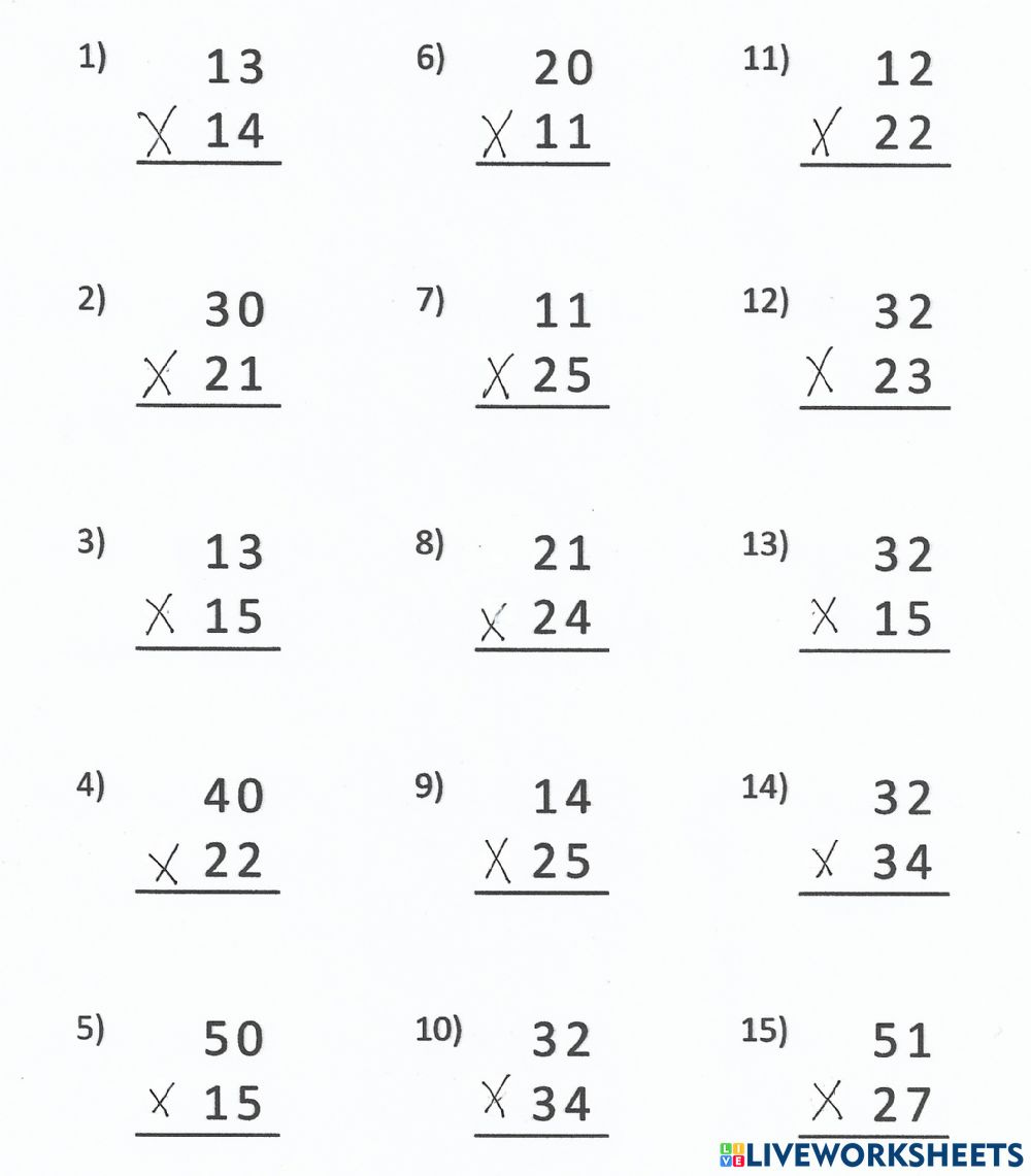 2 Digit By 2 Digit Multiplication Worksheets Multiplication Worksheets