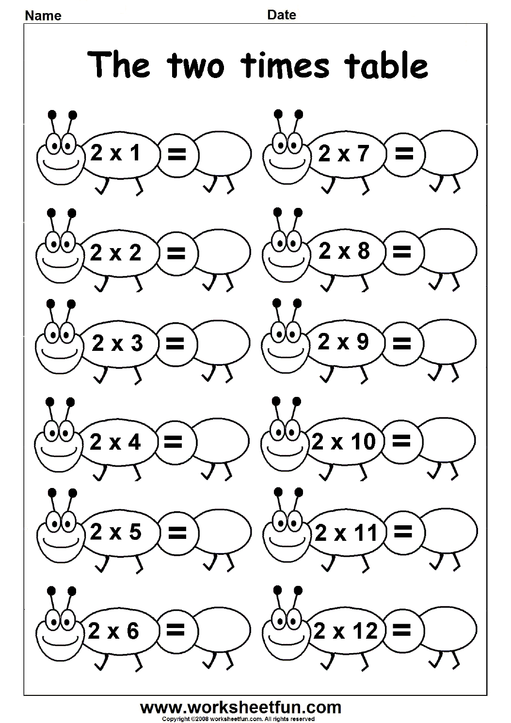 Multiplying By 2s Worksheets