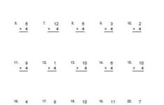 Multiplying By 4 Worksheets Free Printable