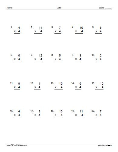 Multiplying By 4 Worksheets Free Printable