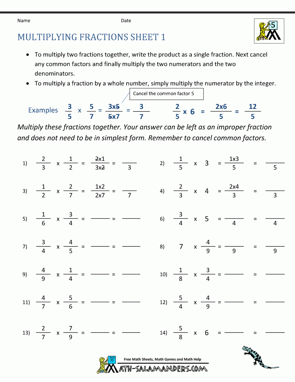 Multiplying Fractions