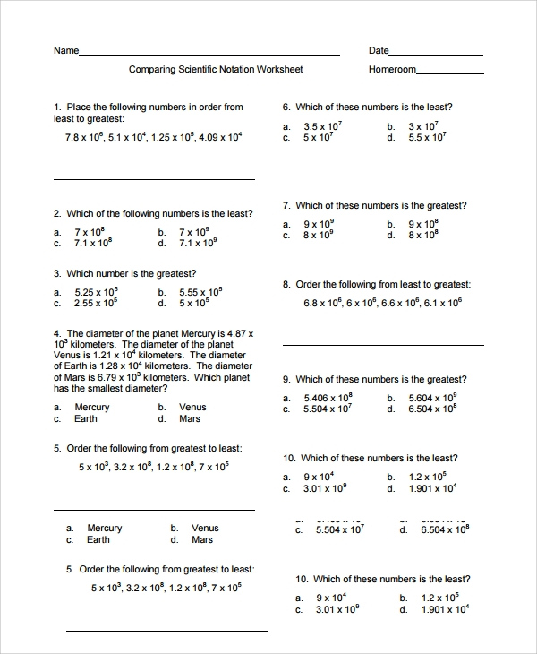 Operations With Scientific Notation Worksheet Homeschooldressage 