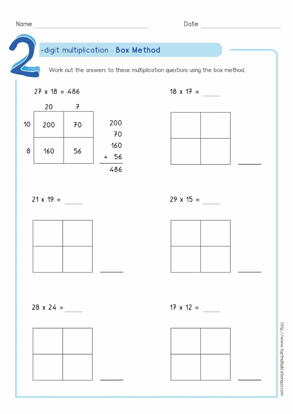 Partial Products Multiplication Worksheets Times Tables Worksheets