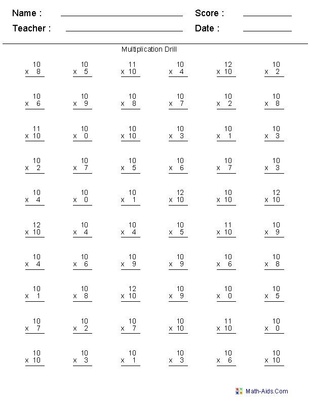 Practice Printable Multiplication 4th Grade Math Worksheets 