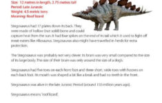PrimaryLeap co uk Fact Sheet Stegosaurus Worksheet Dinosaur
