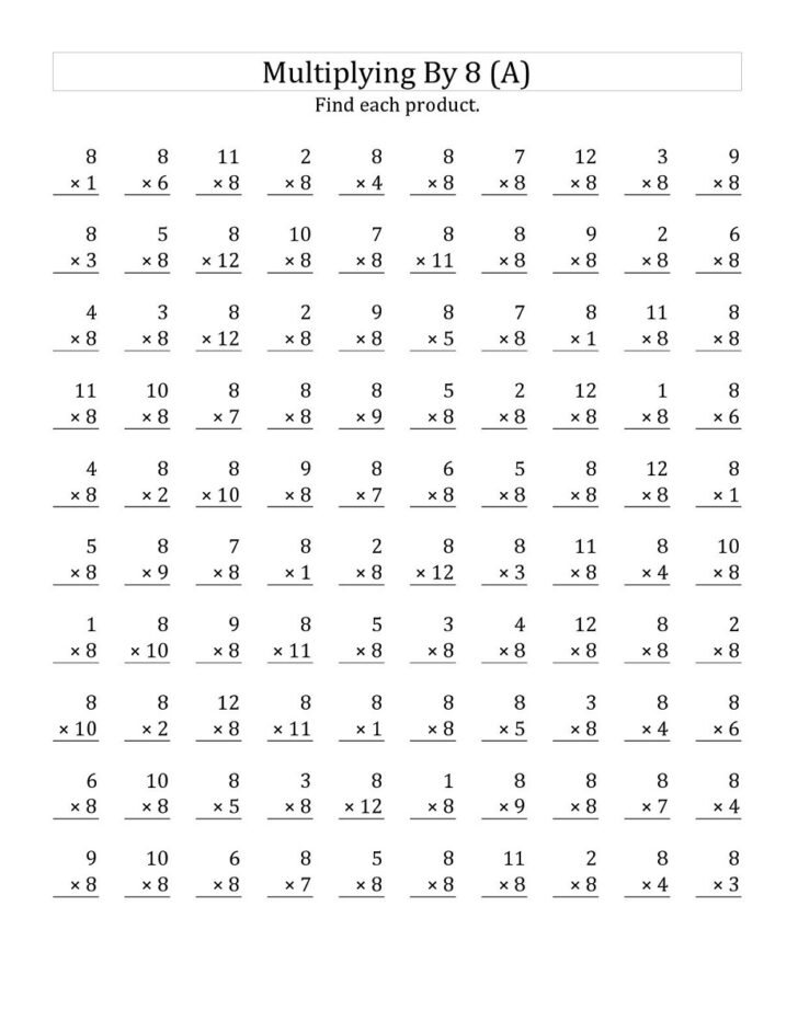 Multiplication Worksheets 8