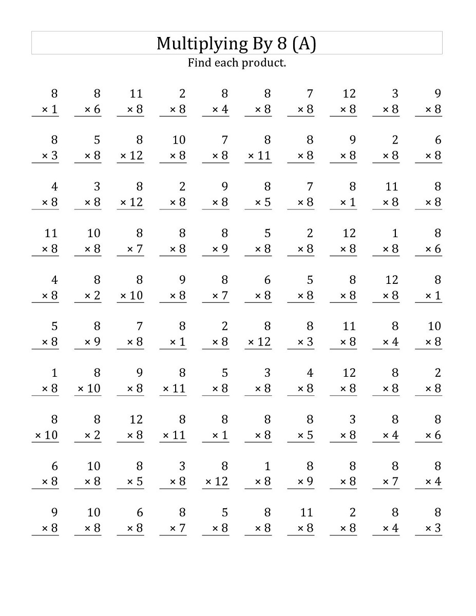 Printable 8 Times Table Worksheets Activity Shelter