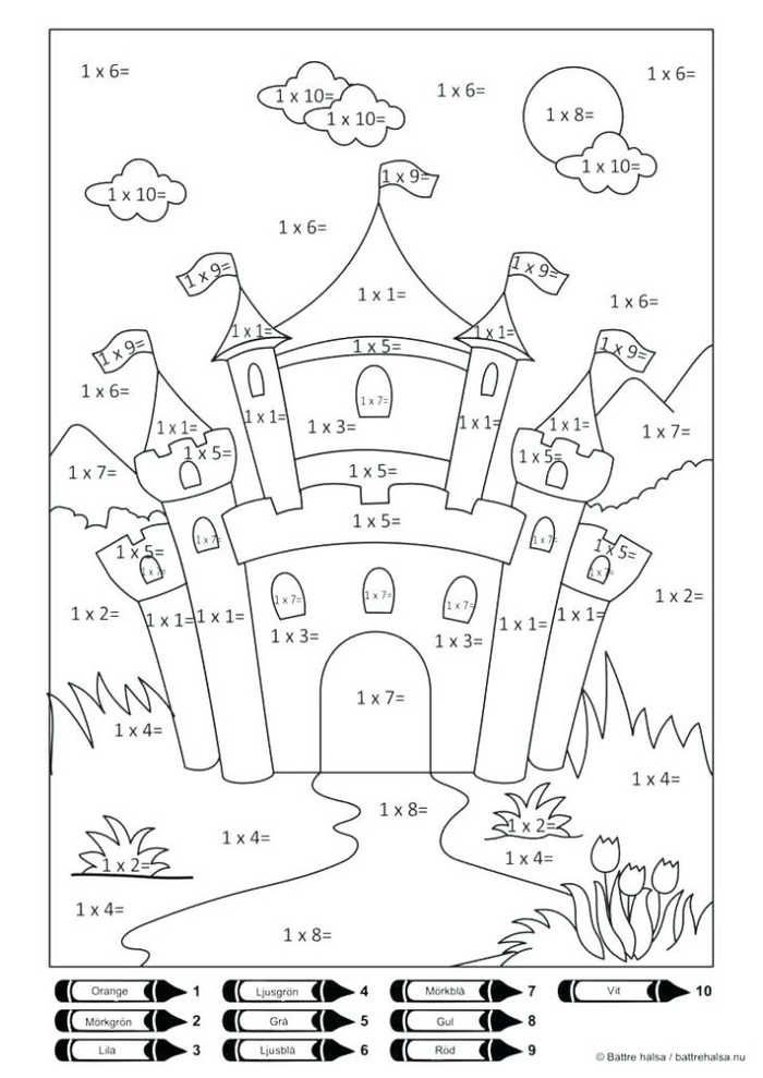 Printable Color By Number Multiplication Math Coloring Worksheets 