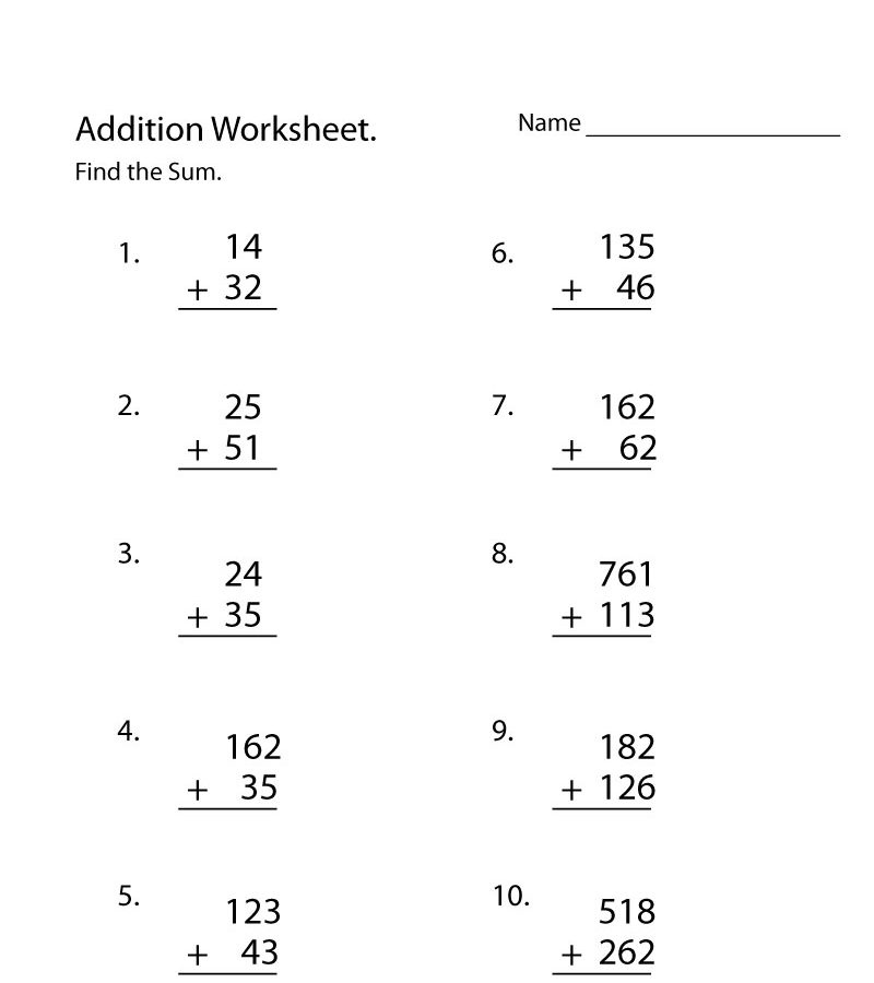 Printable Free Addition Worksheets For Kids PDF Download 