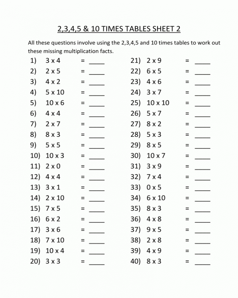 Printable Math Multiplication Worksheets For 3rd Grade Math 