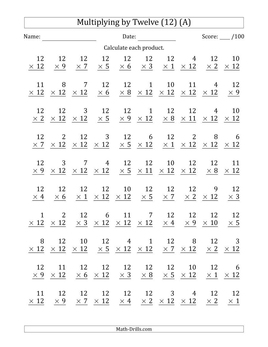 Multiplication Sheet 1 12 Printable