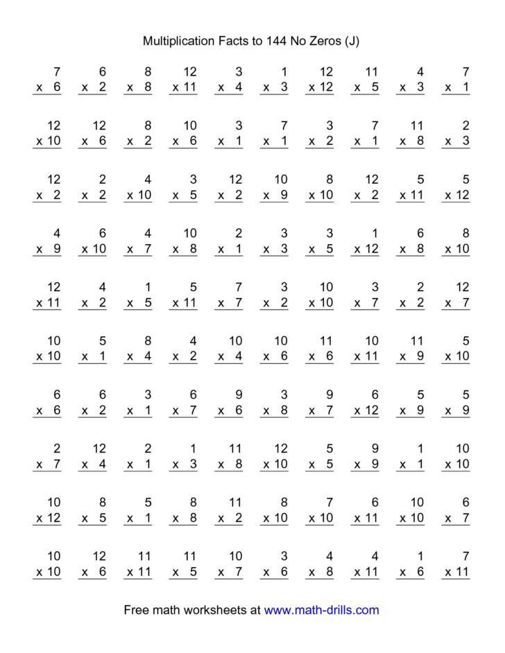 Multiplication Worksheets 1-12 Free