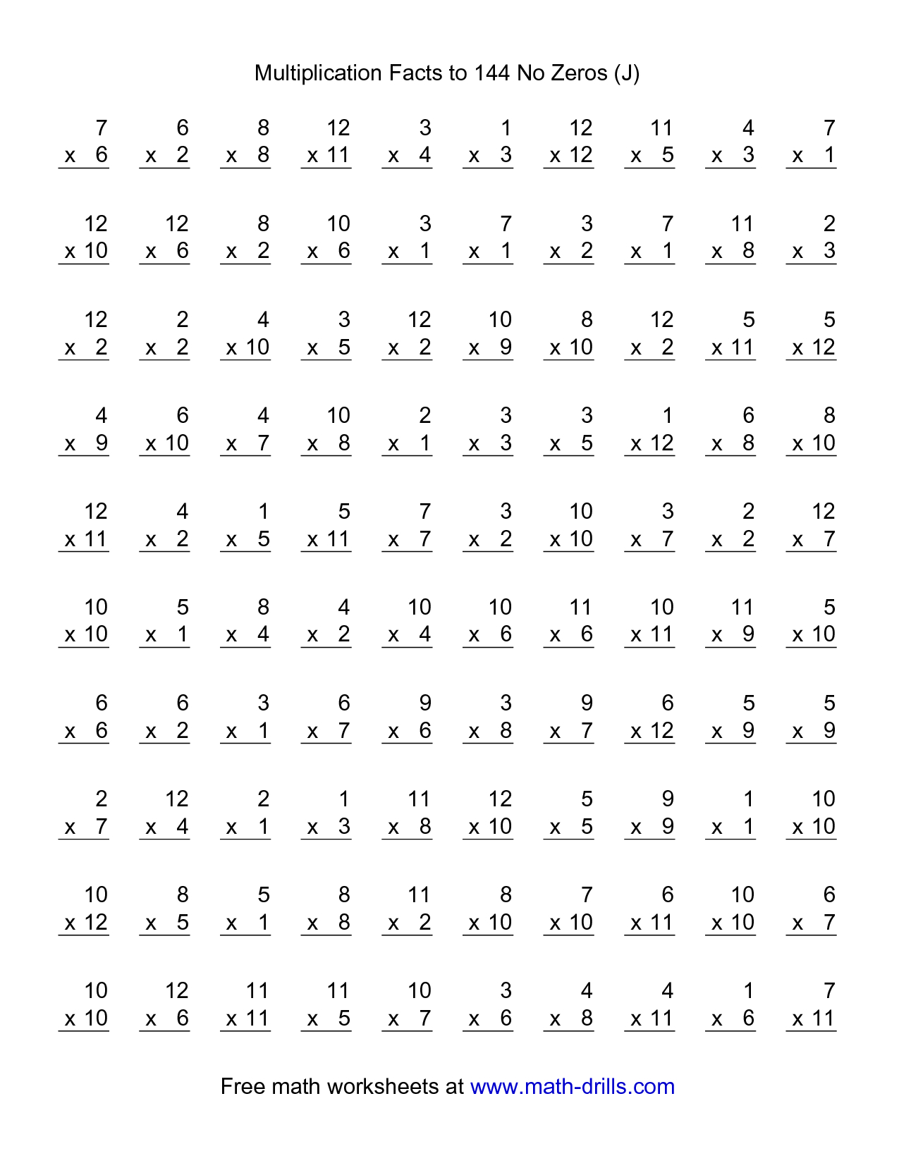 Multiplication Worksheets 1 12 Free Multiplication Worksheets