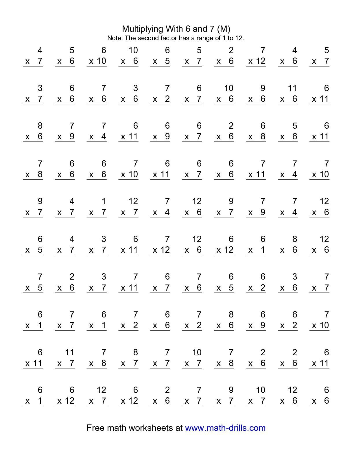 Printable Multiplication Sheets 100 Problems PrintableMultiplication