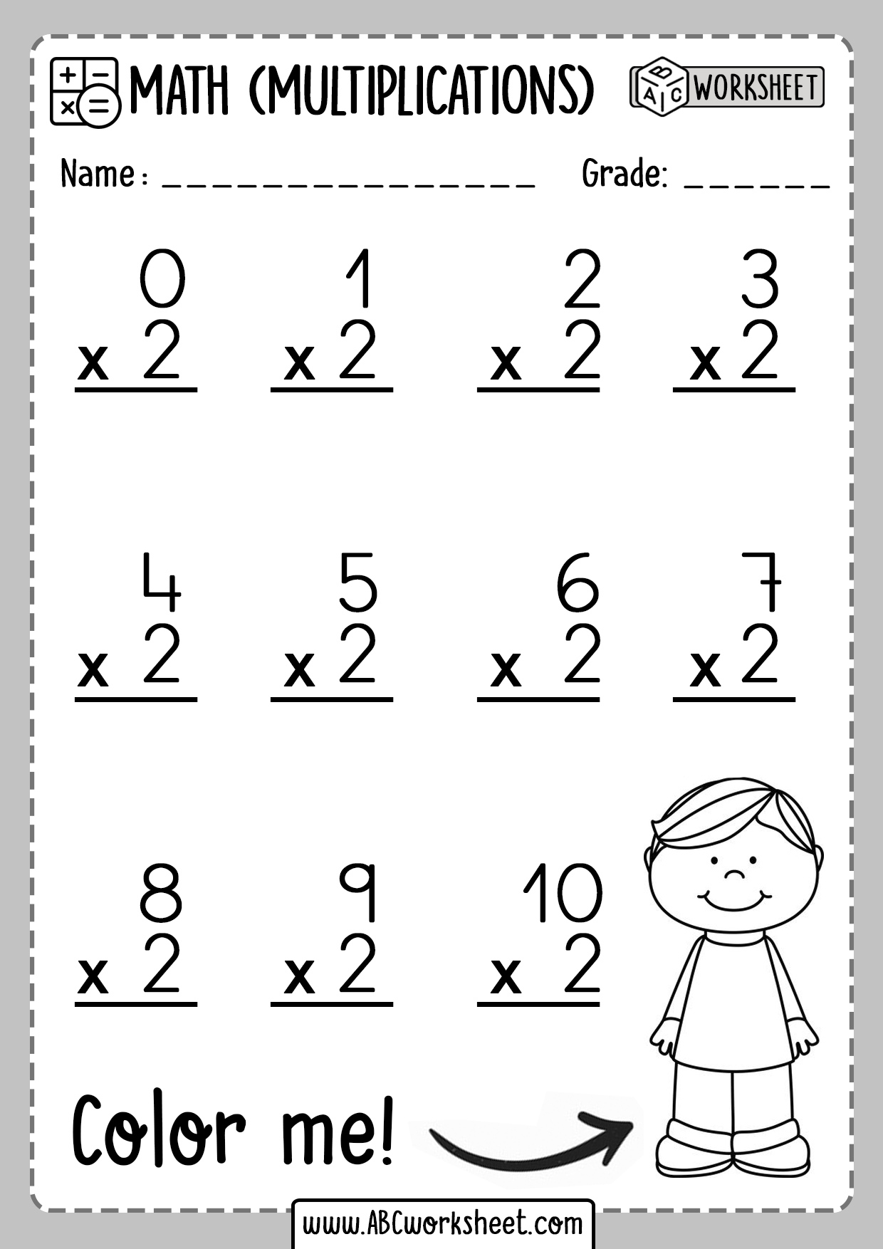 Printable Multiplication Tables Worksheet