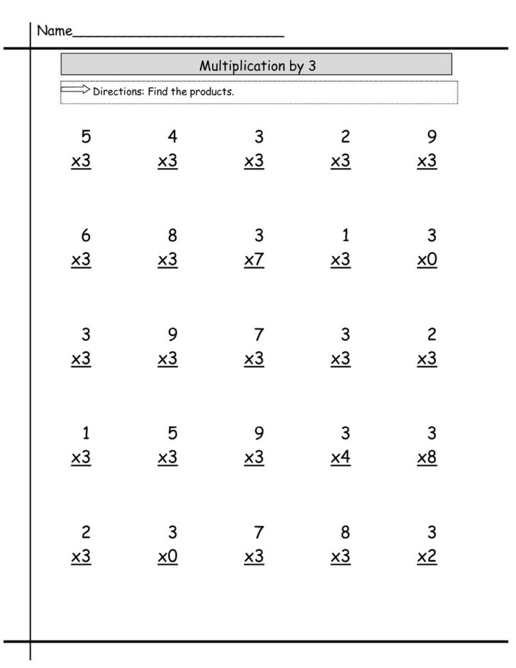 Free Multiplication Worksheets 3s