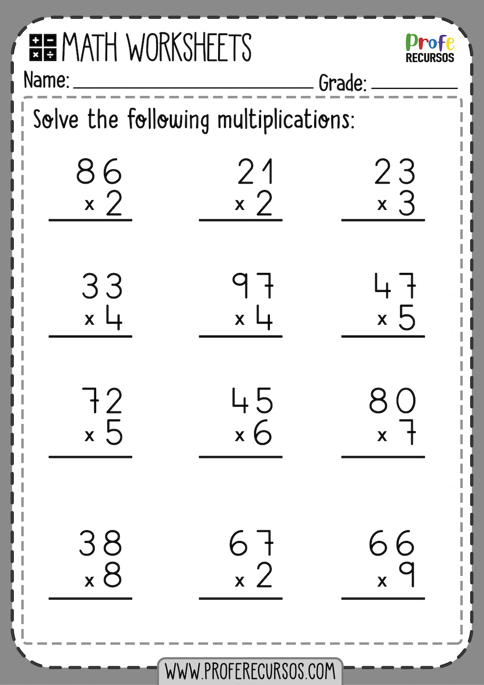 grade 2 maths worksheets multiplication