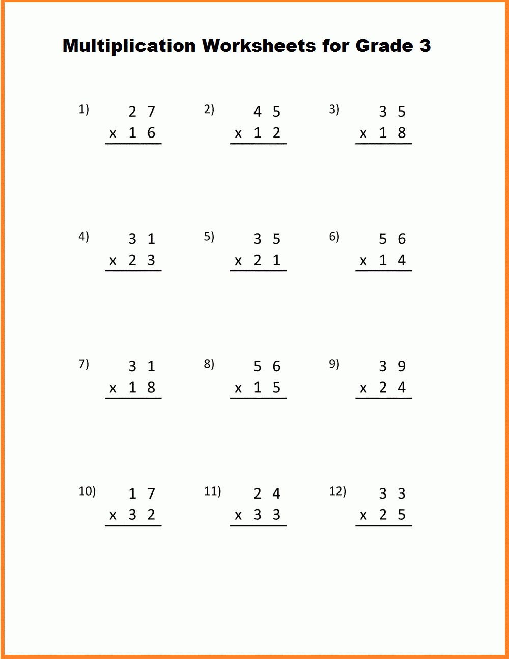 Printable Multiplication Worksheets For Grade 3 In PDF With Pictures 