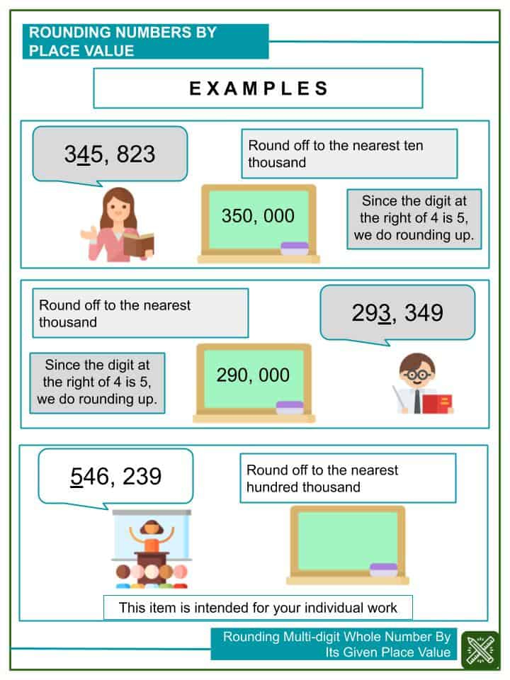 Rounding Off Multi digit Whole Number Given Its Place Value Worksheets 