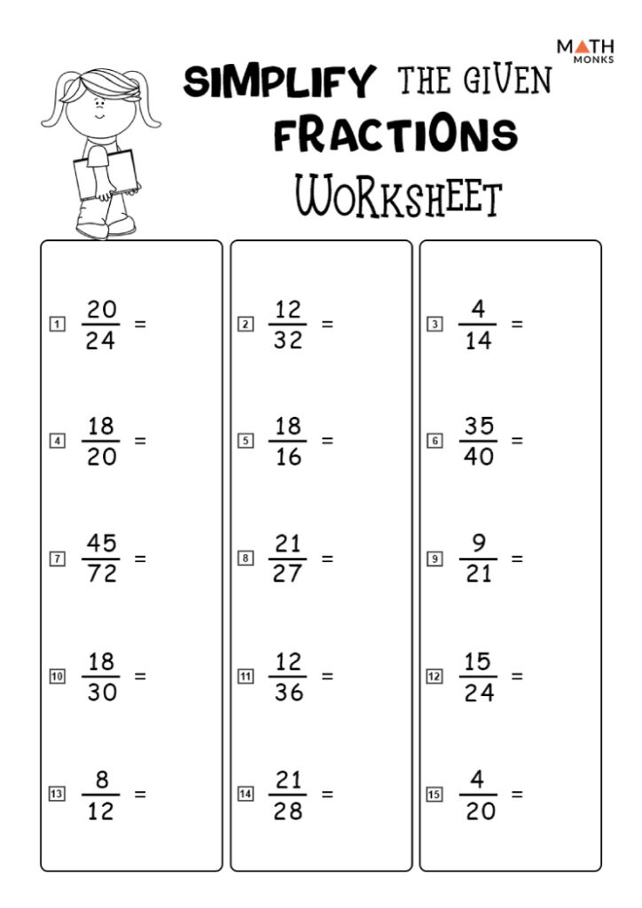 Simplifying Fractions Worksheets Math Monks Multiplication Worksheets