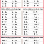 Single Digit Addition And Subtraction Worksheet Math Addition