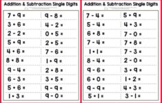 Single Digit Addition And Subtraction Worksheet Math Addition