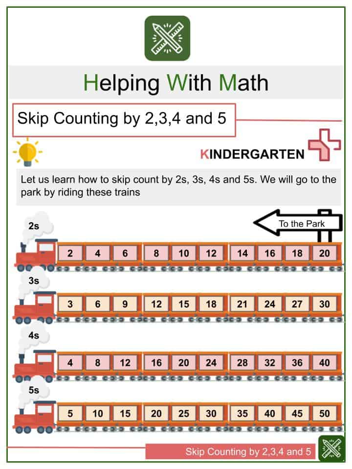 Skip Counting By 2 3 4 And 5 Worksheet Kindergarten Maths Worksheets