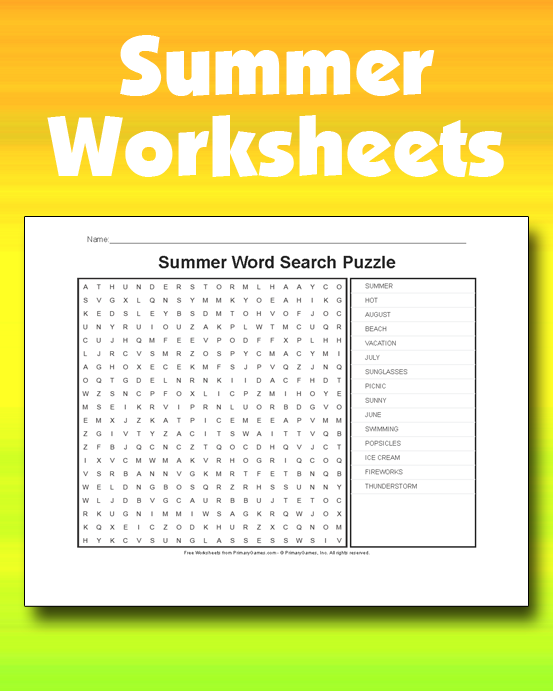 Summer Worksheets Free Online Games At PrimaryGames