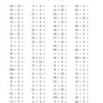 The 100 Horizontal Multiplication Division Questions Facts 1 To 12 A